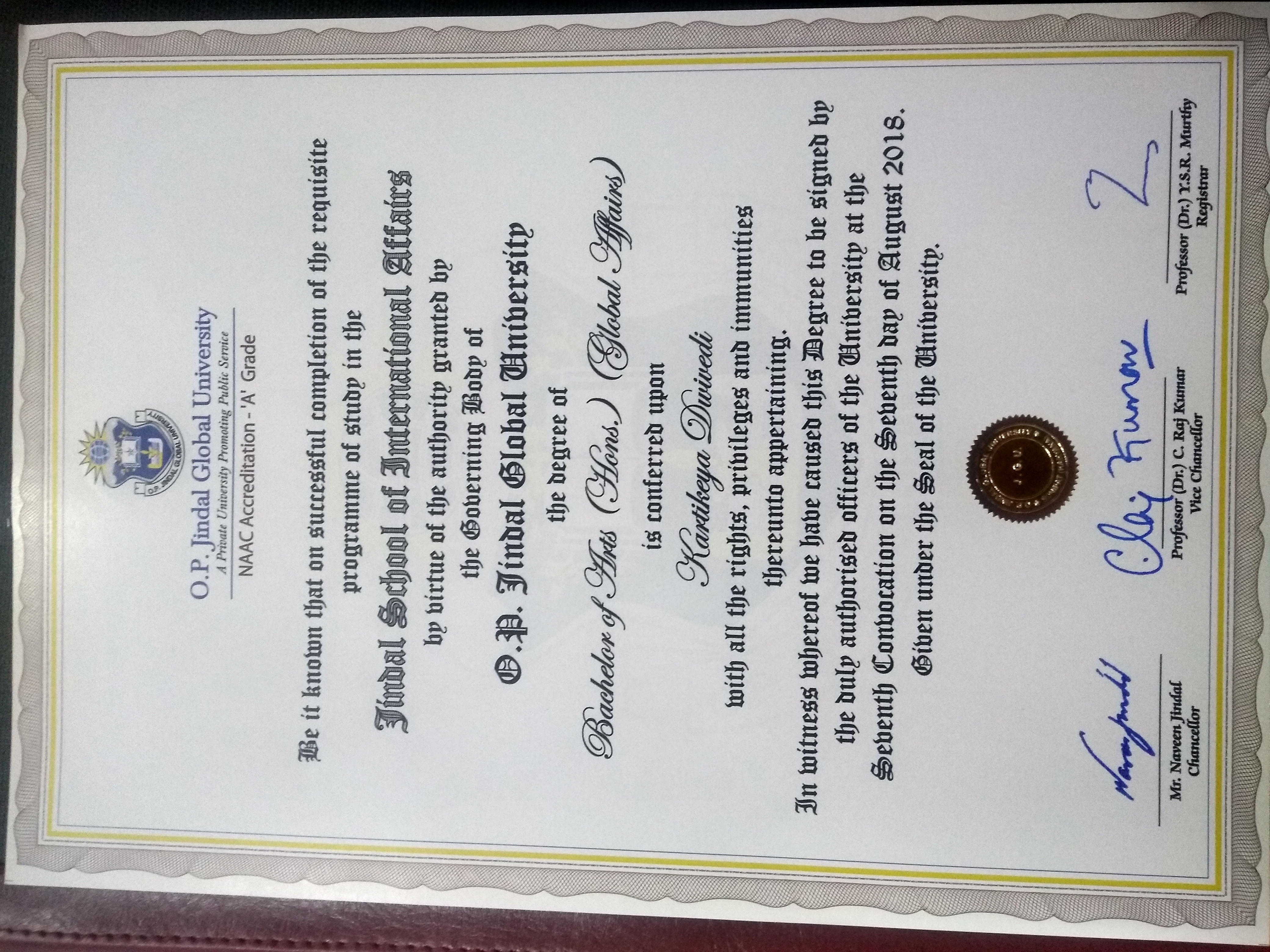 BA Degree Certificate