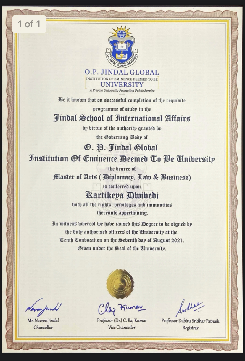 MA Degree Certificate